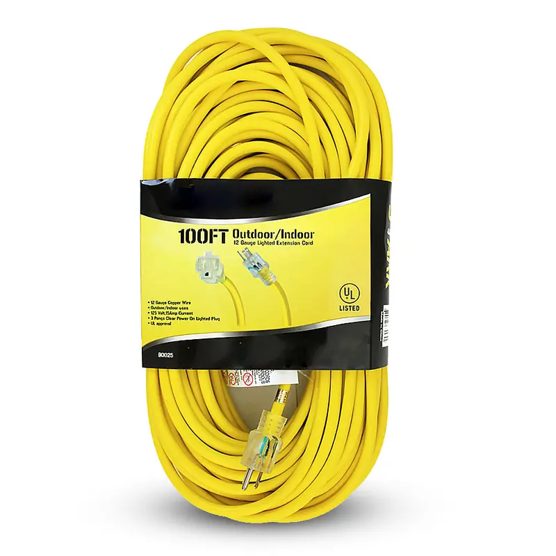 XtremepowerUS 100-Foot 12/3 Indoor Extension Cord – Heavy-Duty Power Cable