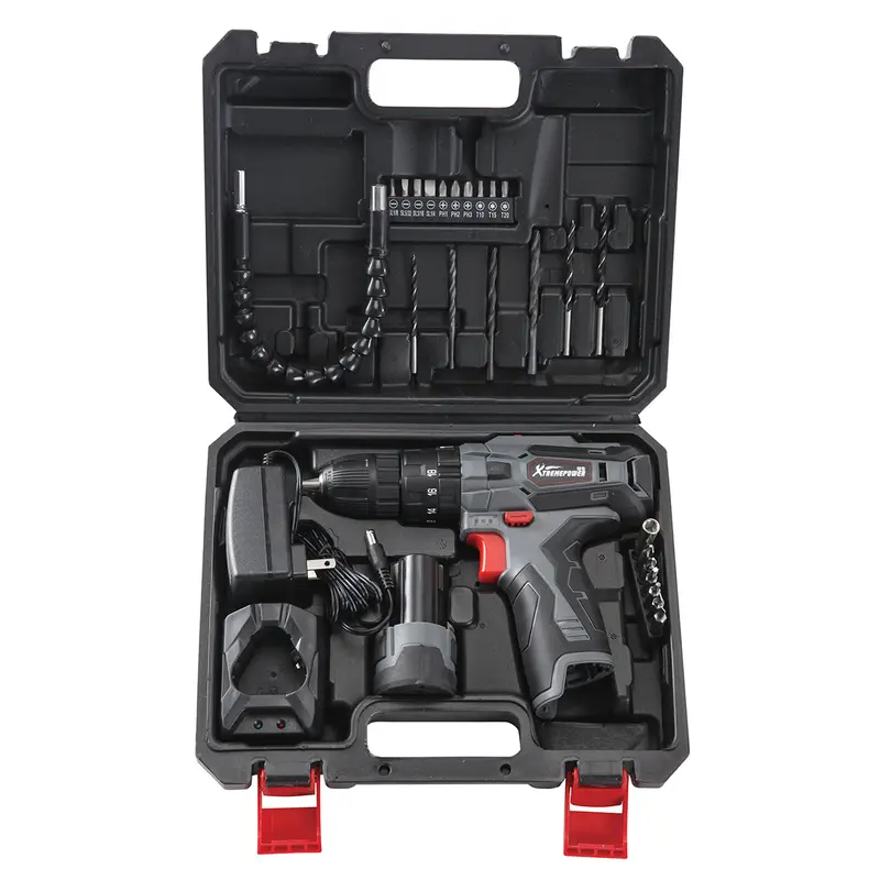 XtremepowerUS 12V Dual-Speed Cordless Drill & Screwdriver Kit – 24-Piece Set with Carry Case