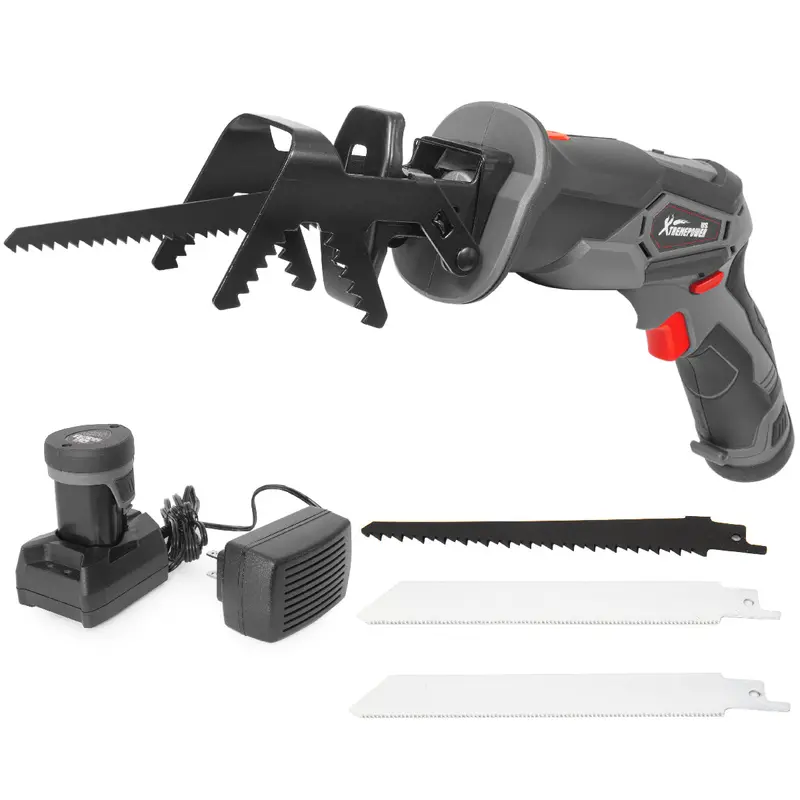 XtremepowerUS 12V MAX Cordless Reciprocating Saw – Clamping Jaw Design with 3 Included Blades