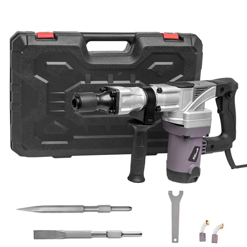 XtremepowerUS 1400W Electric Demolition Jackhammer with Point & Chisel Bits and Protective Carry Case
