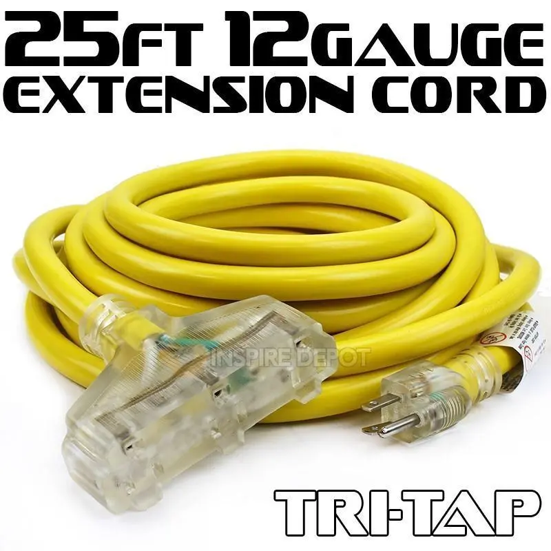 XtremepowerUS 25 ft & 50 ft Industrial Extension Cords – 10/3 & 12/3 Gauge SJTW Electrical Cable