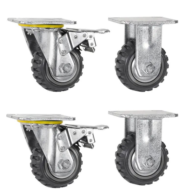 XtremepowerUS 4-Pack 4-Inch Locking Swivel Casters — Heavy-Duty Wheels with Brakes
