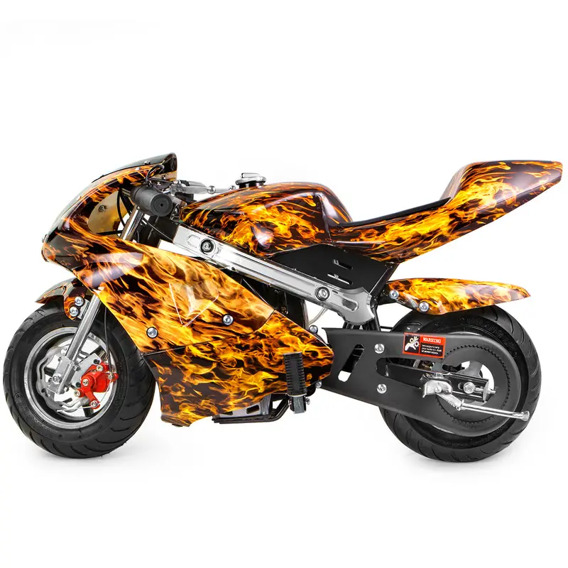 XtremepowerUS 40CC Gas-Powered Mini Motorcycle for Kids – Yellow 4-Stroke Pocket Bike