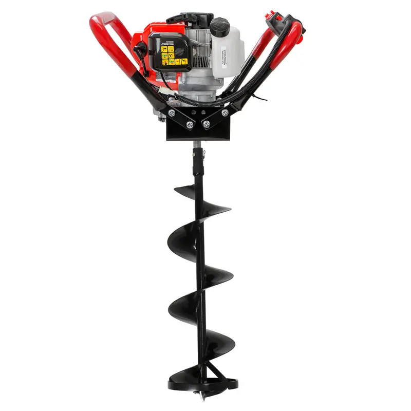 XtremepowerUS 55cc 2-Stroke Post Hole Digger – V-Type Gas Unit with 8″ or 10″ Ice Auger Bit