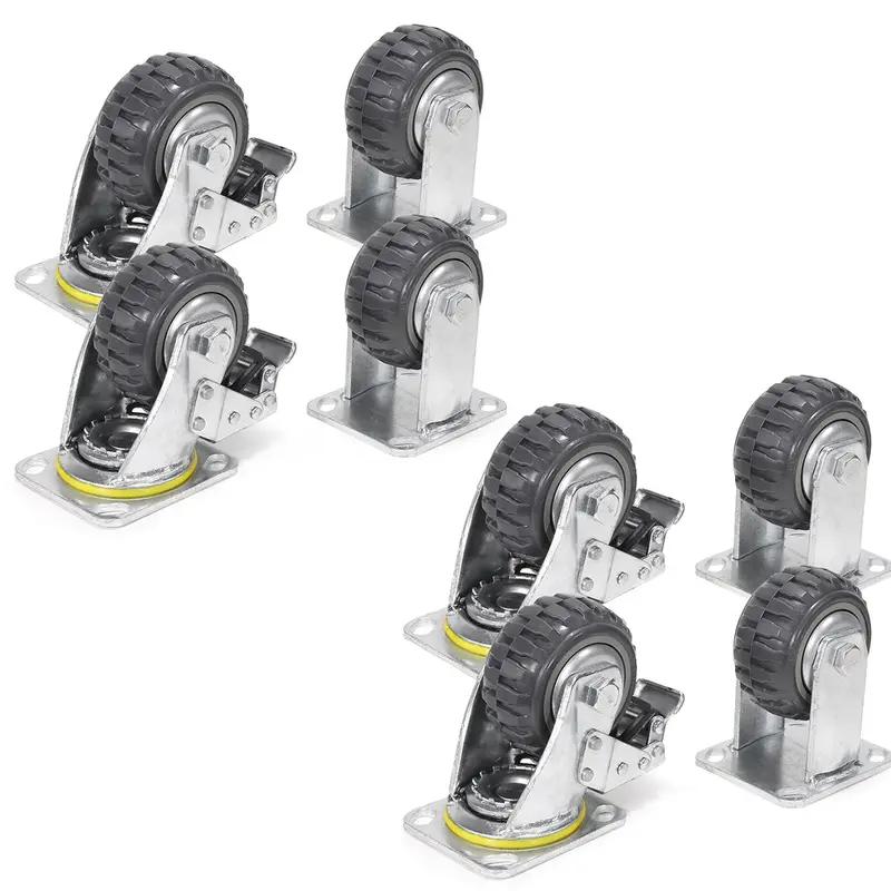 XtremepowerUS 8-Pack Swivel Caster Wheels – 4-Inch Locking Casters with Brakes