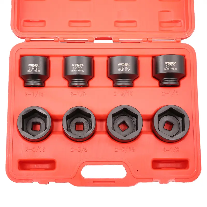 XtremepowerUS 9-Piece SAE Impact Socket Set – 3/4″ Drive, Deep & Shallow, Sizes 2-1/16″ to 2-1/2″