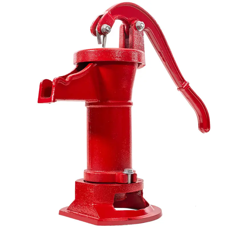 XtremepowerUS Antique-Style Red Hand Pump — 25-Foot Outdoor Patio Water Delivery System