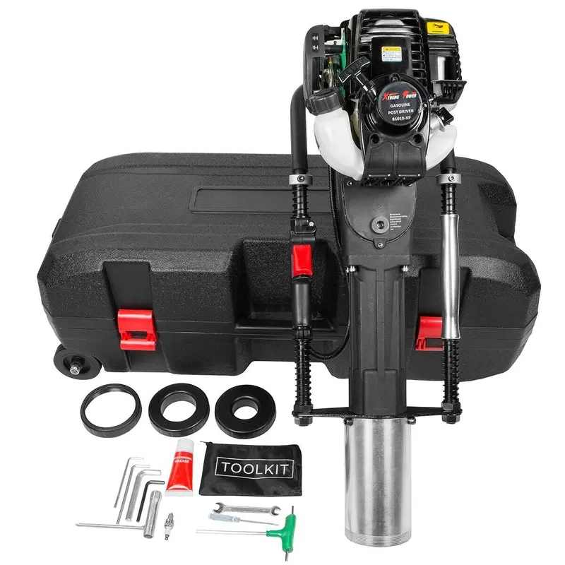 XtremepowerUS Gas-Powered T-Post Driver – CARB-Compliant Fence Post Pounder with Carry Case