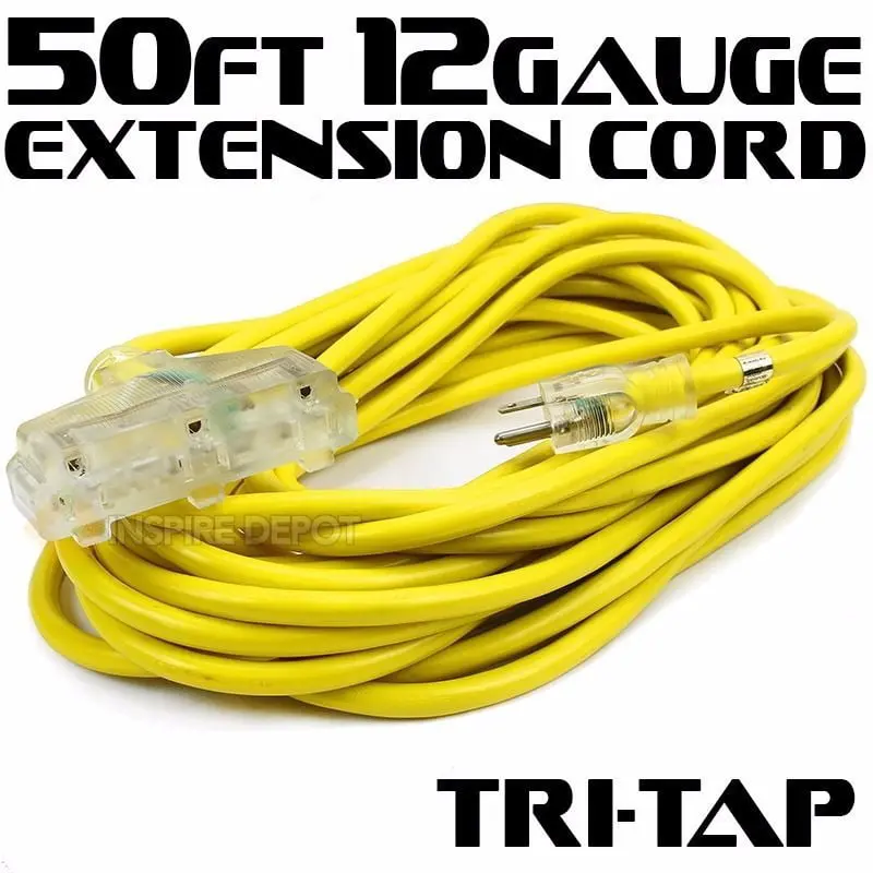 XtremepowerUS Heavy-Duty Industrial Extension Cord – 25ft or 50ft, 10/12-Gauge SJTW Rated