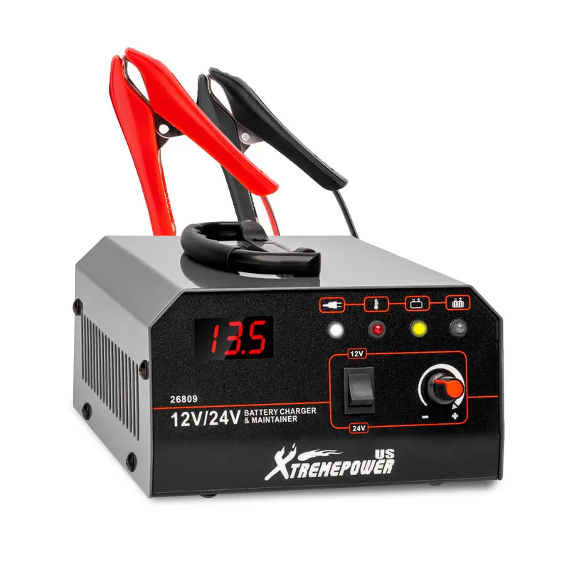 XtremepowerUS Smart 330W Dual-Voltage Battery Charger – 12V/24V AGM & Trickle Charging