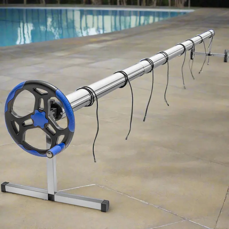 XtremepowerUS Stainless Steel Solar Pool Cover Reel – Fits Pools Up to 21 Feet