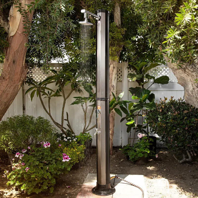 XtremepowerUS Two-Section Solar-Powered Outdoor Shower – For Backyard, Beach & Poolside Use
