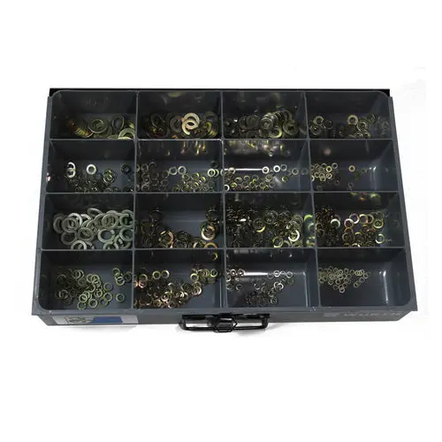 Yellow Zinc-Plated Flat & Lock Washers – 750-Piece Industrial Set