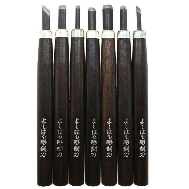 Yoshiharu Japanese H-7 Carving Set – 7-Piece Handcrafted Tool Kit