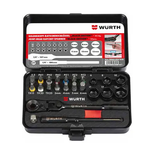 ZEBRA 23-Piece Jointed-Head Ratchet Spanner Set – 1/4″ Drive