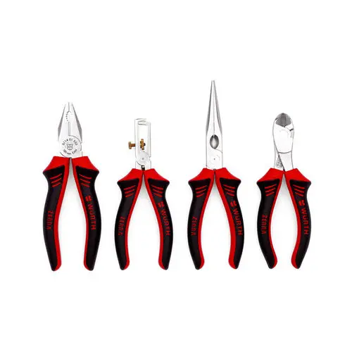 ZEBRA 4-Tool Pliers Kit – Combination, Wire Stripper, Needle Nose, and Power Side Cutter