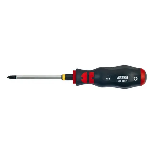 ZEBRA Impact-Grade Phillips Screwdriver – PH4 Hex Blade, 200mm Length with Wrench Adapter