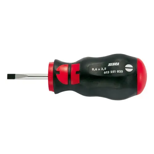 ZEBRA Short Slotted Screwdriver – Round Handle, 1.2 × 8 mm Blade
