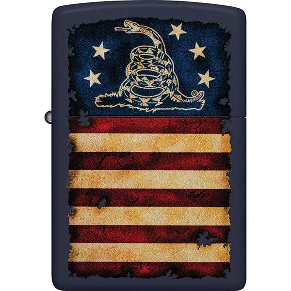 Zippo Don’t Tread on Me Flag III Lighter – Matte Blue Finish