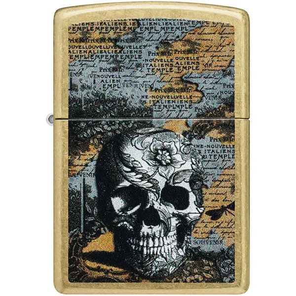 Zippo Floral Skull Lighter – Artistic Etched Windproof Lighter