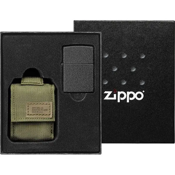 Zippo Lighter with MOLLE-Compatible Tactical Green Pouch