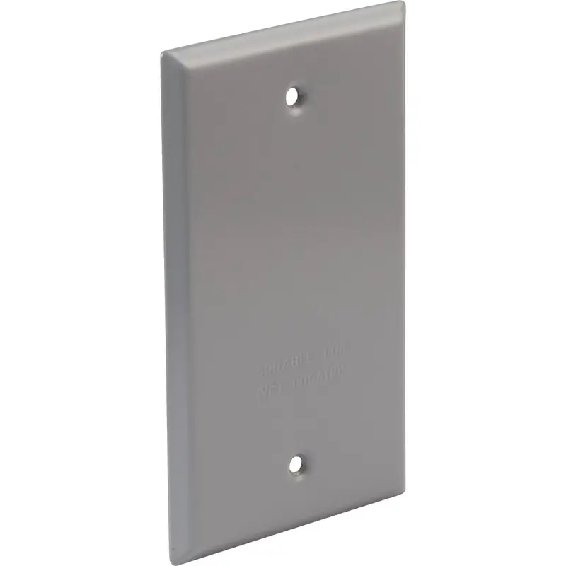 Bell Single-Gang Aluminum Gray Weatherproof Outdoor Box Cover – Rectangular Blank Plate, Shrink-Wrapped 1