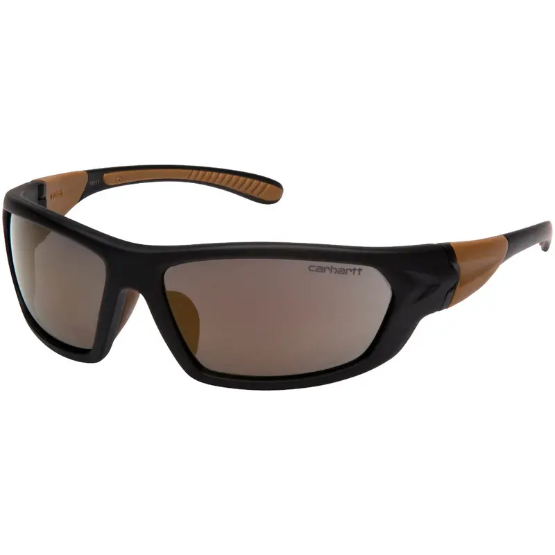 Carhartt Carbondale Safety Glasses – Black & Tan Frame With Antique Mirror Coated Lenses 1