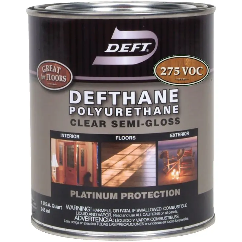 Deft Defthane Semi-Gloss Polyurethane – Low-Voc Clear Finish For Interior & Exterior Use, 1 Quart 1