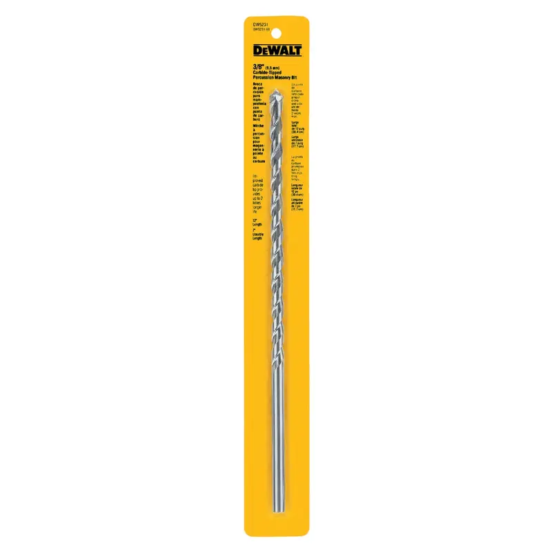 Dewalt Masonry Drill Bit – 3/8 In × 12 In Heavy-Duty Carbide-Tipped 1
