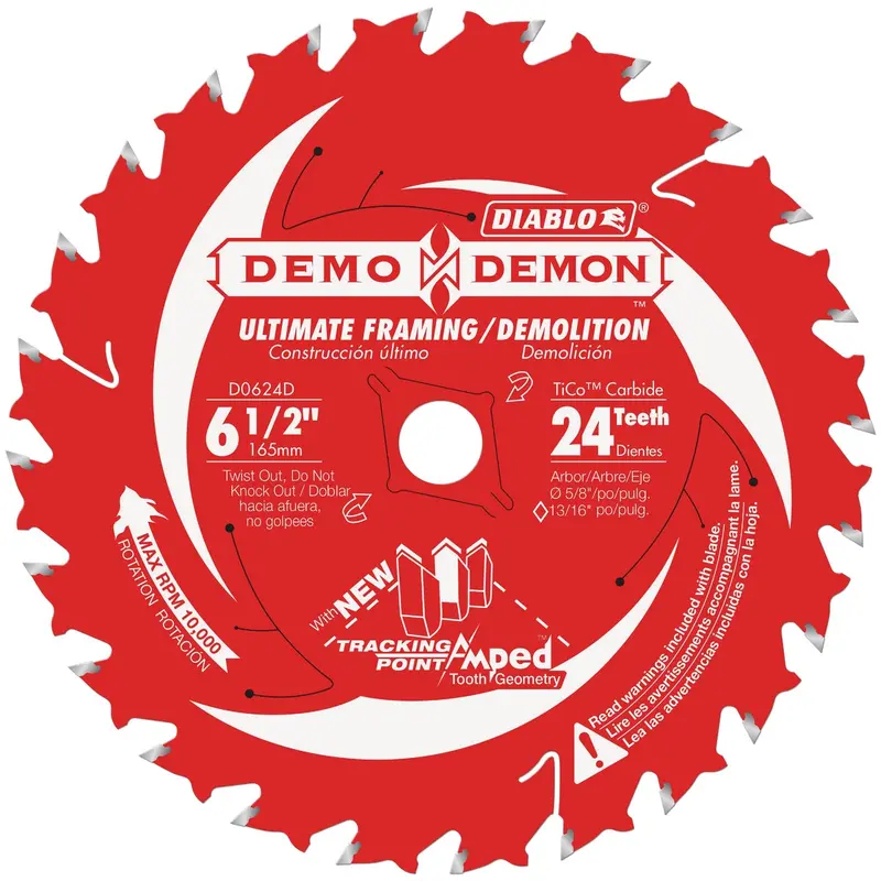 Diablo Demo Demon 6-1/2-Inch 24-Tooth Framing & Demolition Circular Saw Blade 1