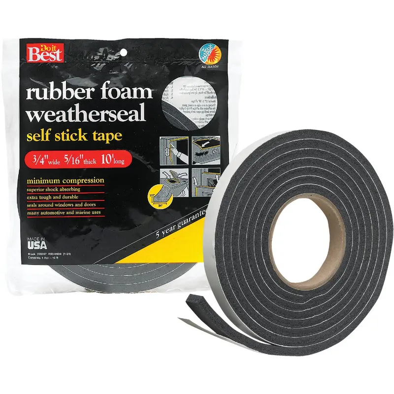 Do It Best Black Foam Weatherstrip Tape – 3/4" Wide × 5/16" Thick × 10 Feet 1