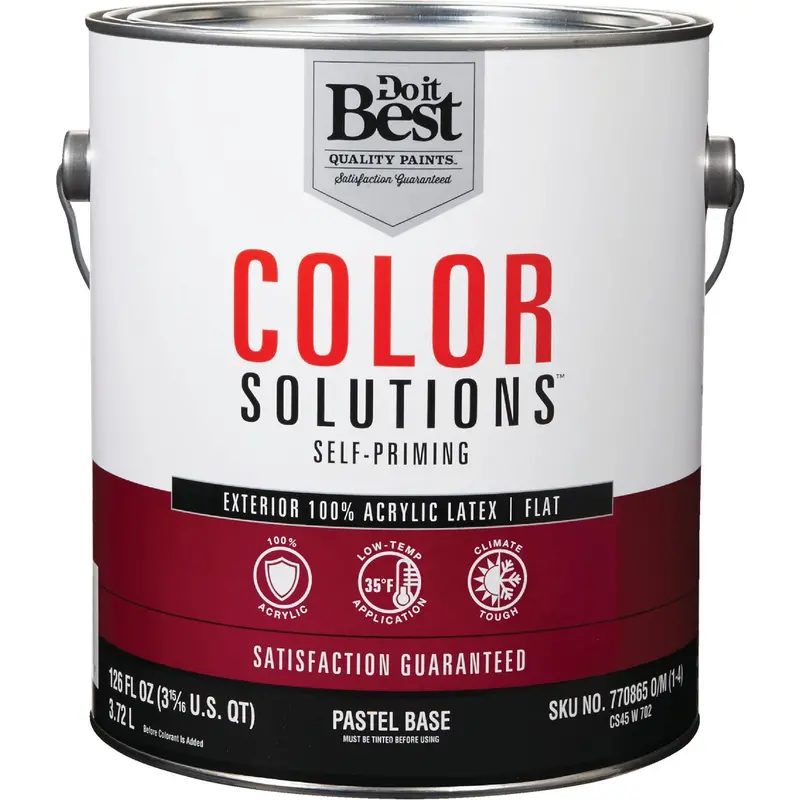 Do It Best Pastel Base 100% Acrylic Latex Exterior House Paint – Self-Priming Flat Finish, 1 Gal 1