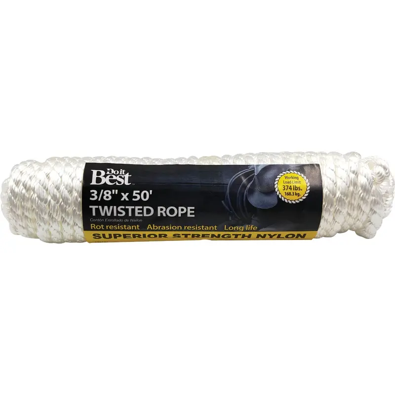 Do It Best Twisted Nylon Rope – 3/8-Inch Diameter × 50-Foot White Spool 1
