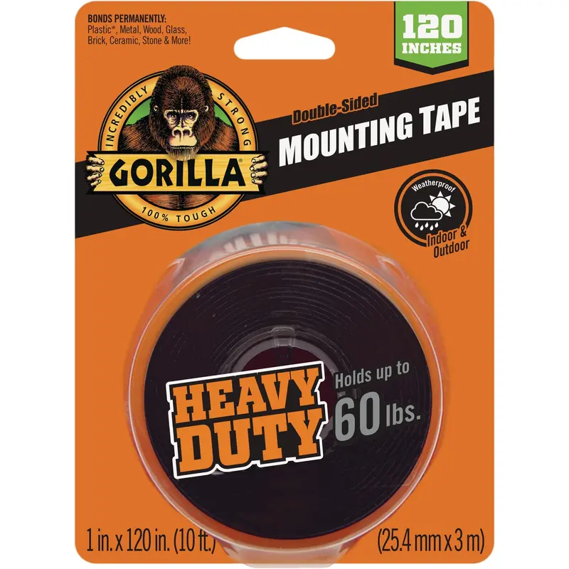 Gorilla Heavy-Duty Double-Sided Mounting Tape – 1" × 120", 60 Lb. Hold 1