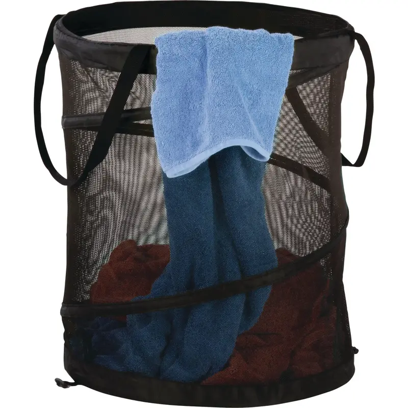 Honey-Can-Do Black Mesh Pop-Up Hamper – 19 X 14-Inch Diameter With Easy-Open Frame 1