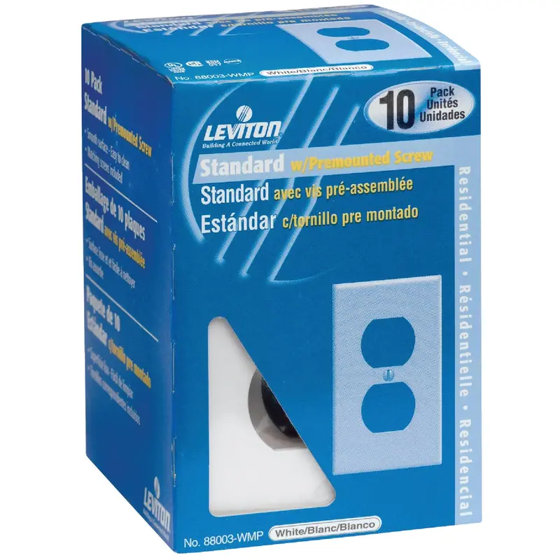 Leviton 1-Gang White Outlet Wall Plate – Smooth Plastic, 10-Pack 1
