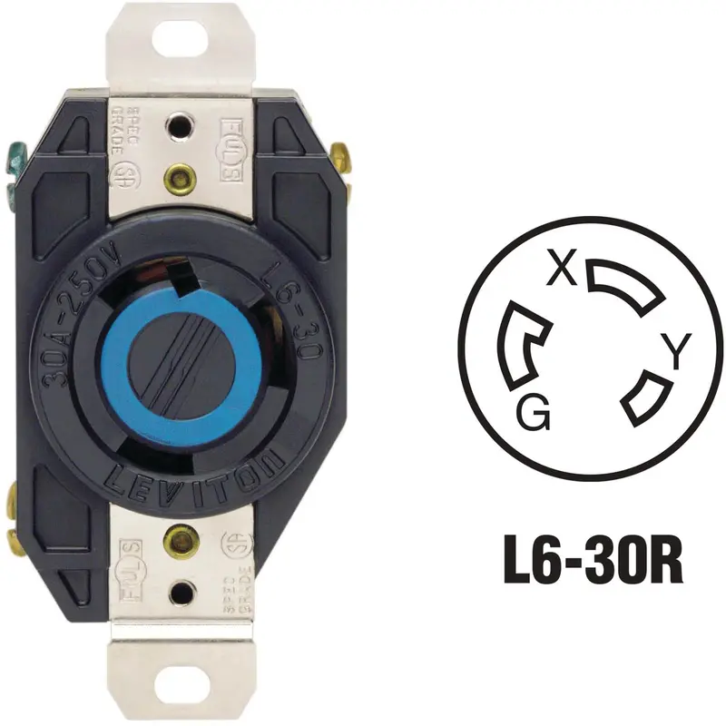 Leviton L6-30R Locking Receptacle – 30A, 250V Industrial-Grade Black Outlet 1