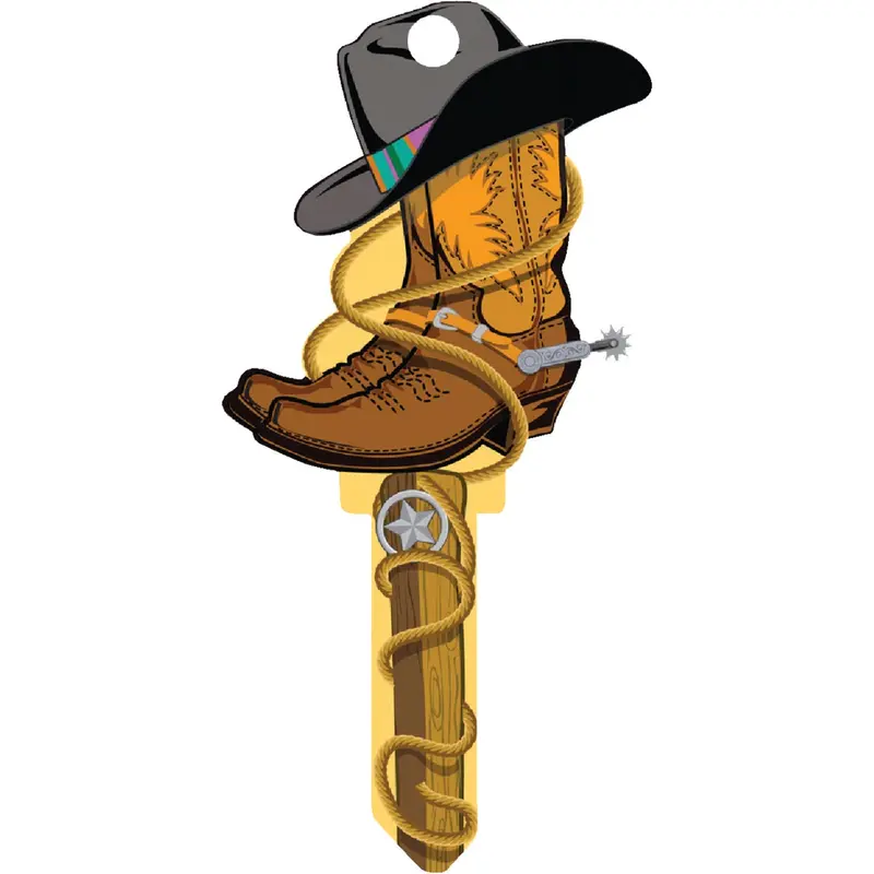 Lucky Line Decorative Cowboy-Themed House Key – Sc1 Cut, Rustic Design 1