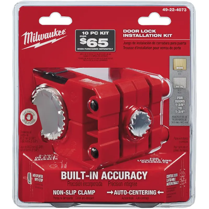 Milwaukee Ice-Hardened Bi-Metal Door Lock Installation Kit – For Wood, Metal & Fiberglass Doors 1