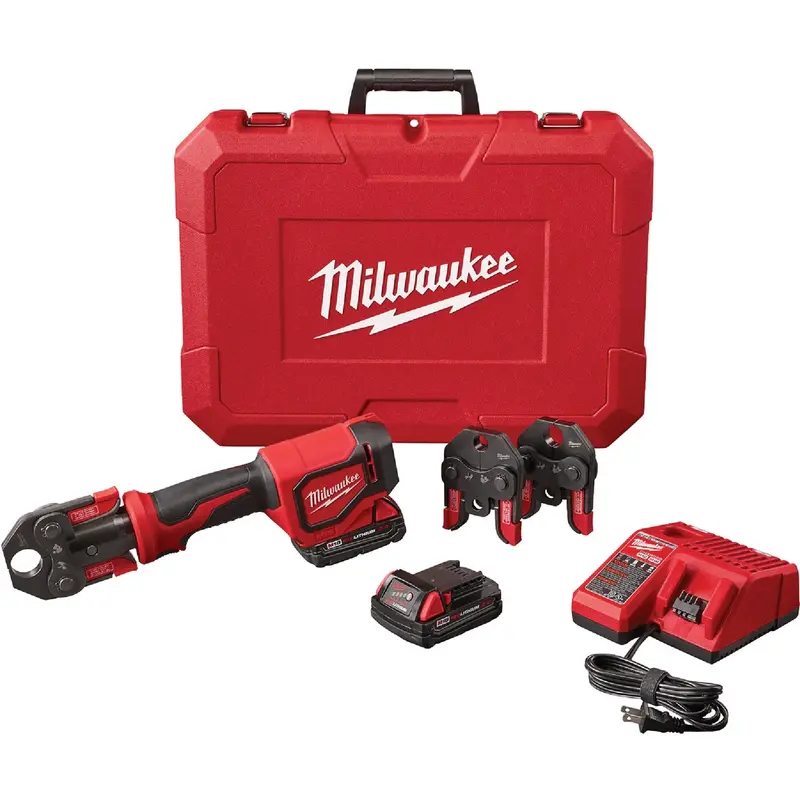 Milwaukee M18 Cordless Press Tool Kit – 18V Lithium-Ion With 3 Pex Crimp Jaws 1