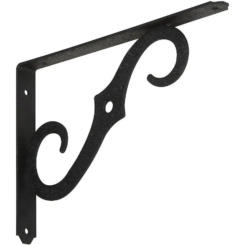 National 152 Black Steel Ornamental Shelf Bracket & Plant Hanger – 10" D × 7" H 1
