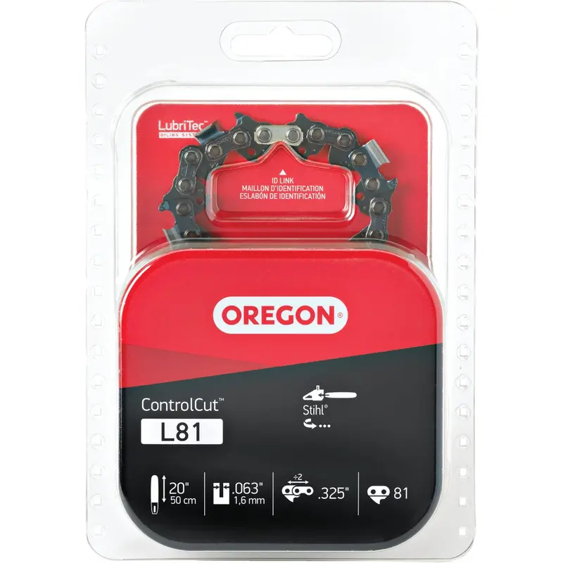 Oregon Controlcut Chainsaw Chain – L81, 20" Low-Kickback Replacement Chain 1