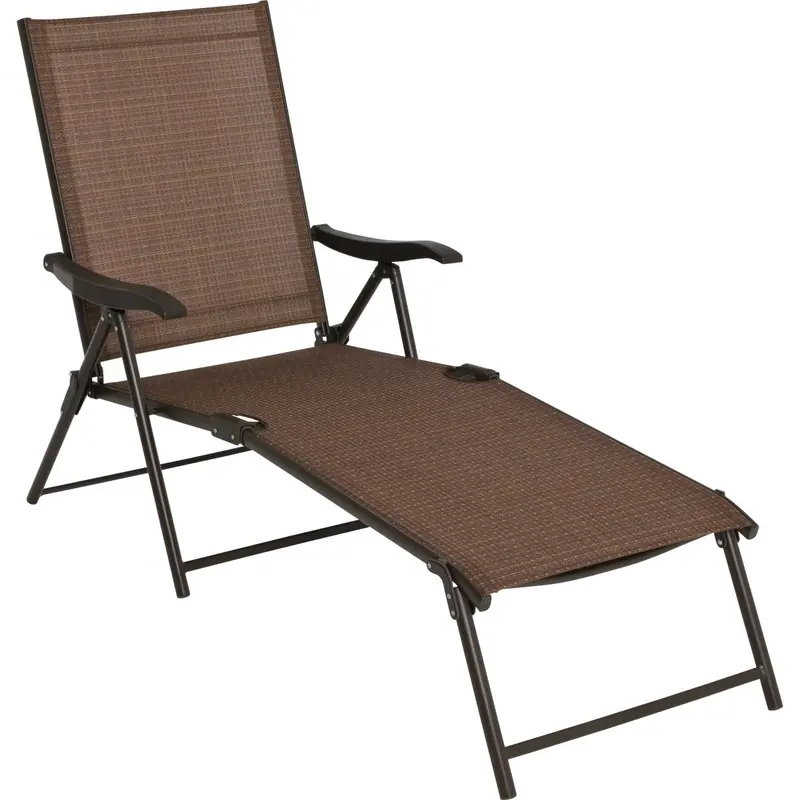 Outdoor Expressions Orleans Brown Folding Chaise Lounge – All-Weather Comfort 1