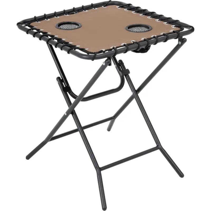 Outdoor Expressions Tan Steel Folding Side Table – 18" Square 1