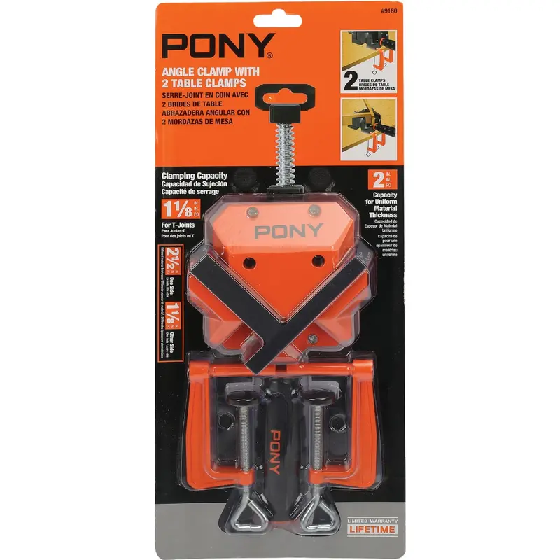 Pony 2-Inch 90-Degree Angle Clamp With Dual Table Mounts 1