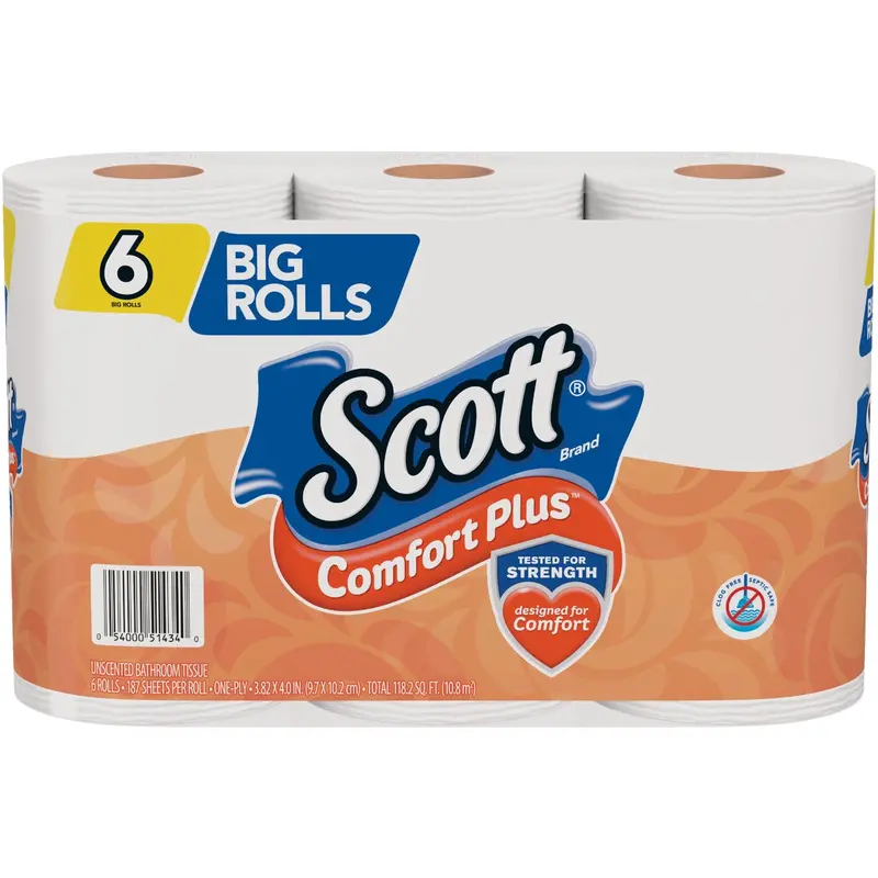 Scott Comfort Plus Toilet Paper – 6 Mega Rolls For High-Traffic Bathrooms 1