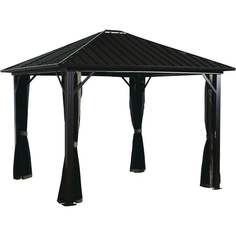 Sojag Genova Aluminum Gazebo – 10' X 10' Brown Powder-Coated Frame With Galvanized Roof 1
