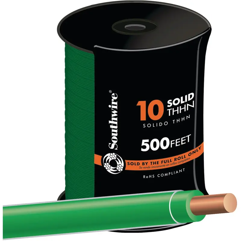 Southwire Thhn Electrical Wire – 10 Awg Solid Green Insulated Conductor, 500 Ft 1