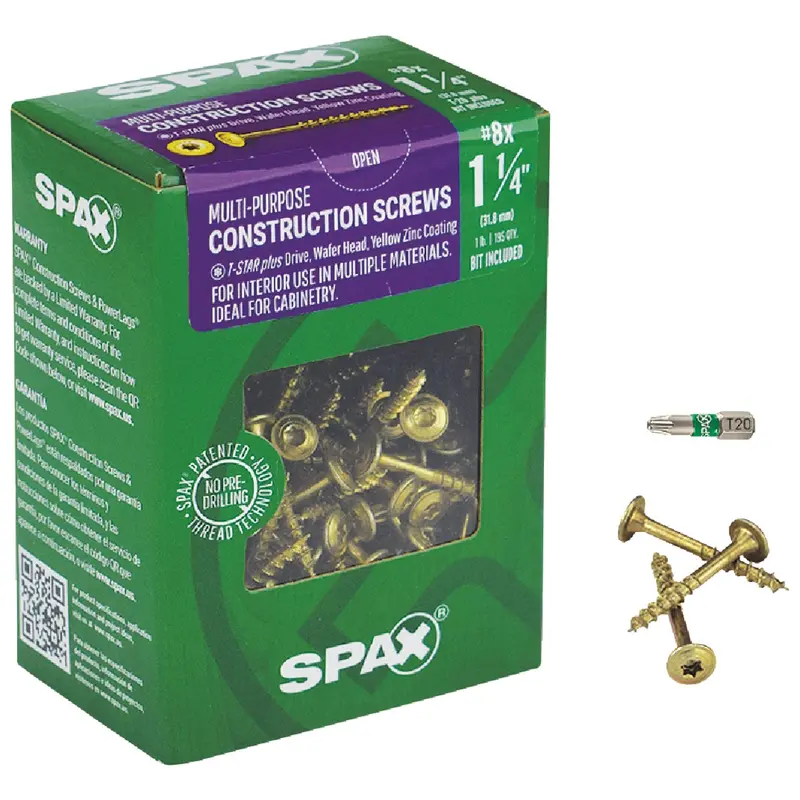 Spax Multi-Material Construction Screw – #8 X 1-1/4", Washer Head, 1 Lb Box 1