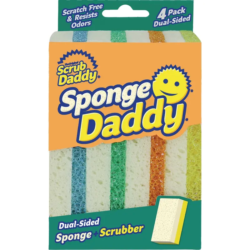 Sponge Daddy Dual-Sided Scrub Sponges – 4.5 In × 2.7 In (4-Pack) 1